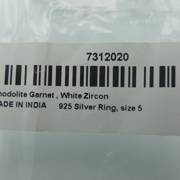 Sz 5 Genuine Orissa Rhodolite Garnet & White Zircon Band Ring - Picture 5 of 5